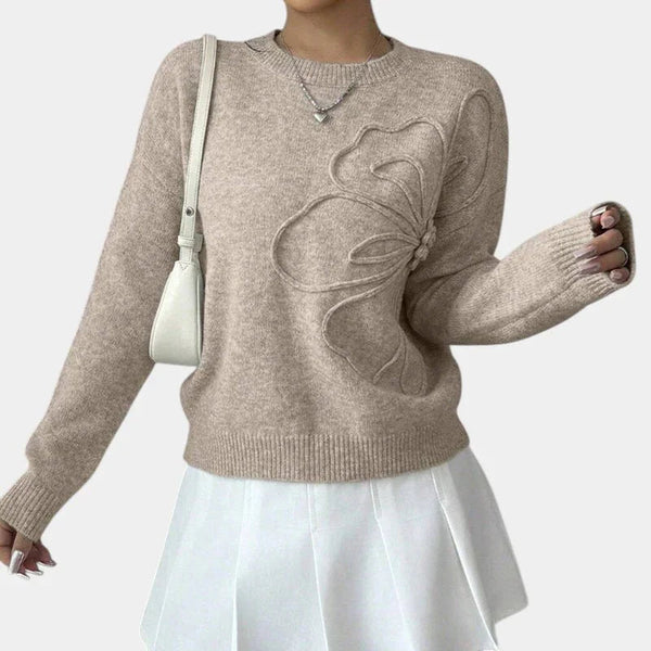 Camila | Jersey de Punto con Flores en Relieve