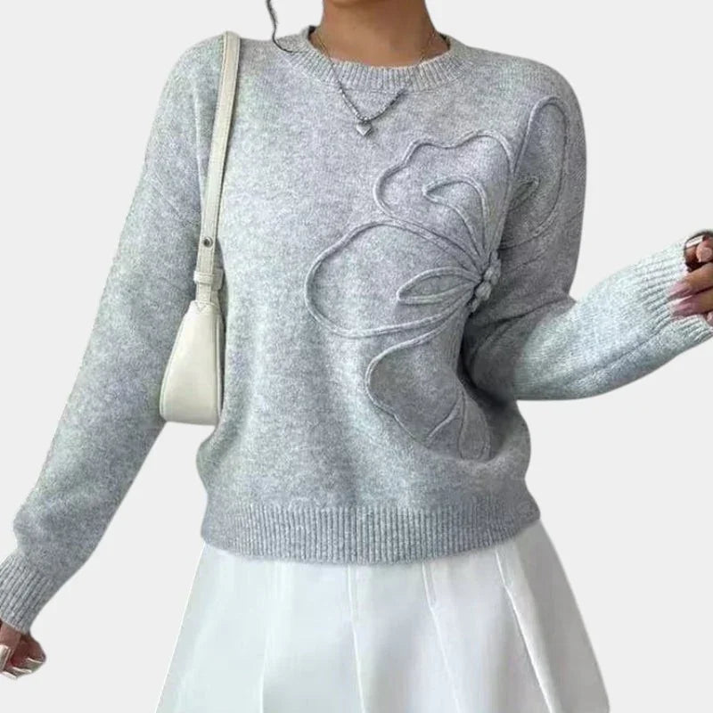 Camila | Jersey de Punto con Flores en Relieve