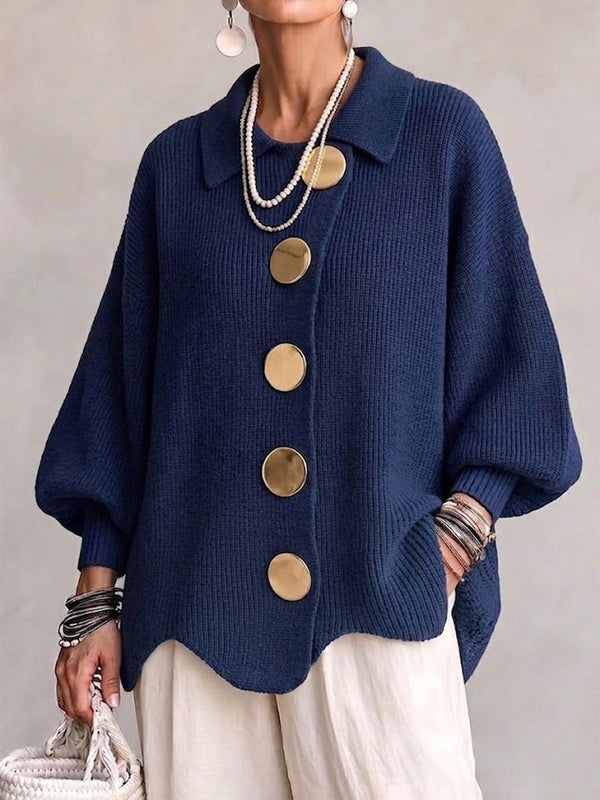 Noa | Cárdigan Oversize de Punto con Botones Metálicos