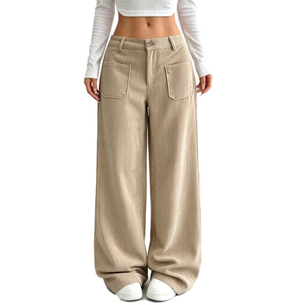 Paz | Pantalón de Pana de Pierna Ancha y Tiro Alto