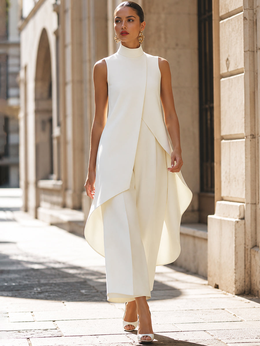 Celeste | Conjunto de Top de Cuello Alto y Pantalón Ancho