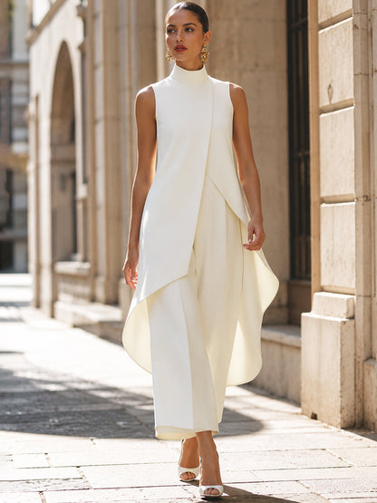 Celeste | Conjunto de Top de Cuello Alto y Pantalón Ancho