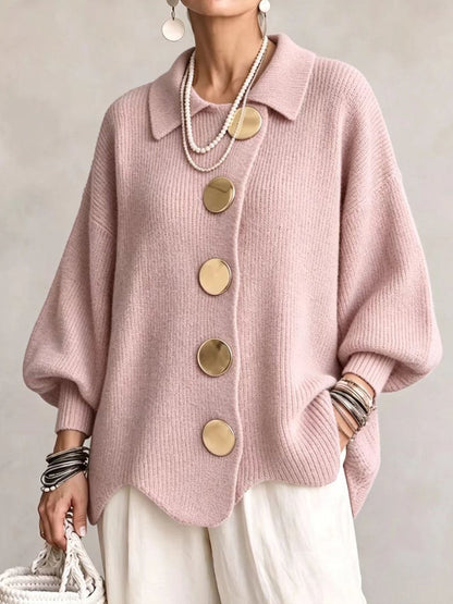 Noa | Cárdigan Oversize de Punto con Botones Metálicos