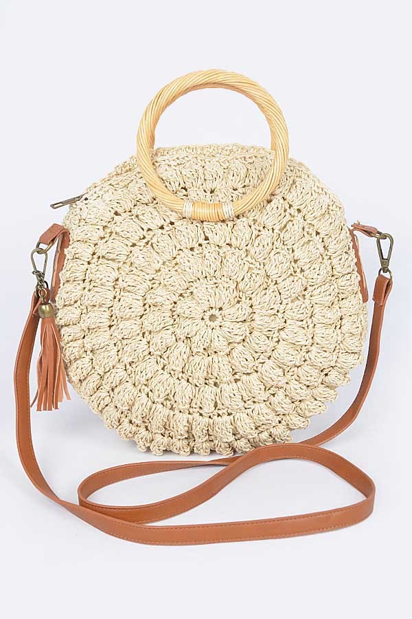 Isabel | Bolso Redondo Efecto Paja Marfil