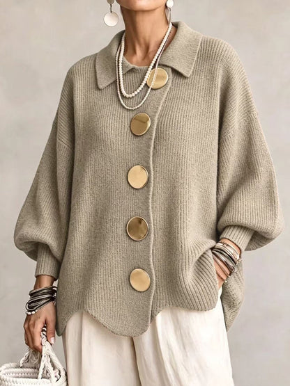 Noa | Cárdigan Oversize de Punto con Botones Metálicos