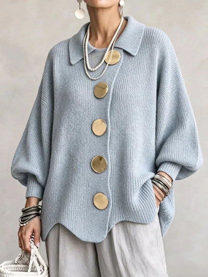 Noa | Cárdigan Oversize de Punto con Botones Metálicos