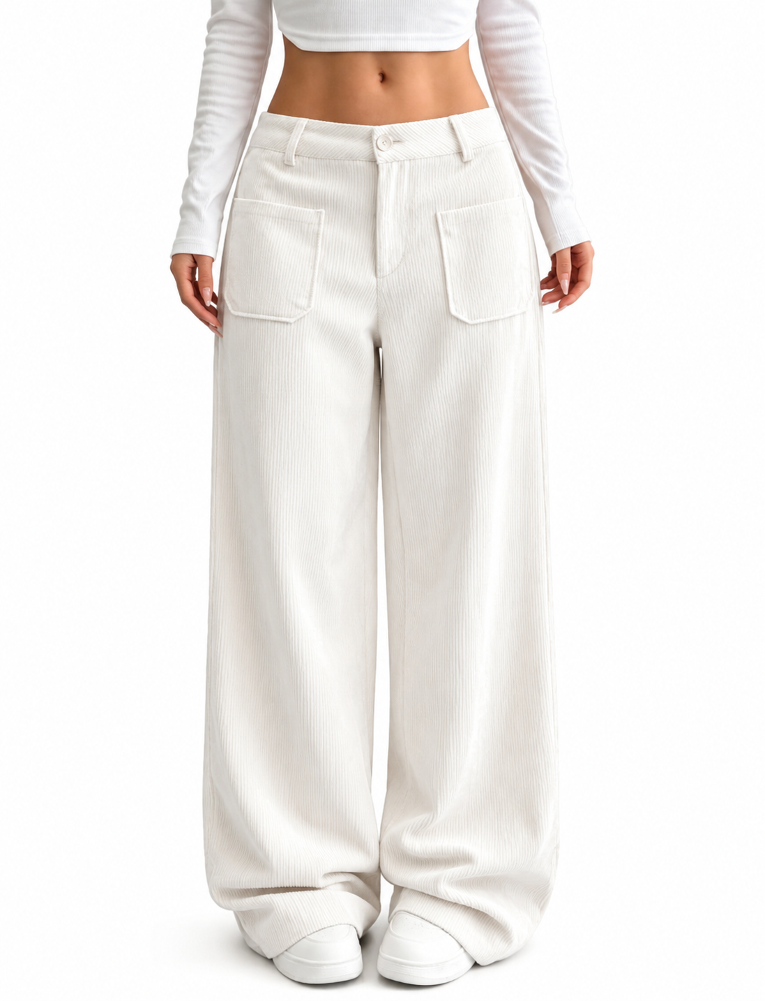 Paz | Pantalón de Pana de Pierna Ancha y Tiro Alto