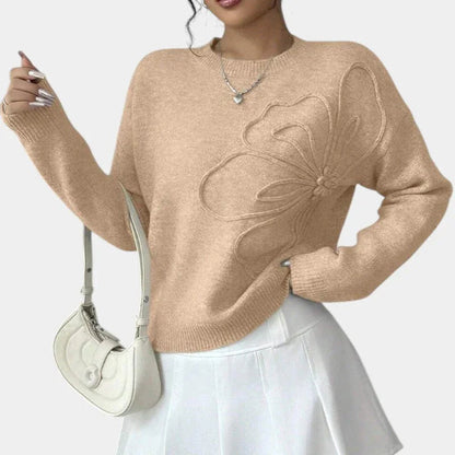 Camila | Jersey de Punto con Flores en Relieve