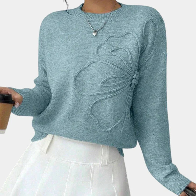 Camila | Jersey de Punto con Flores en Relieve