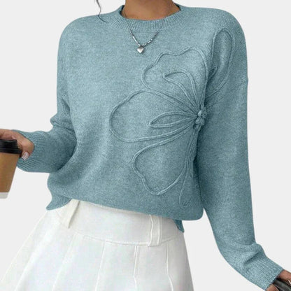 Camila | Jersey de Punto con Flores en Relieve