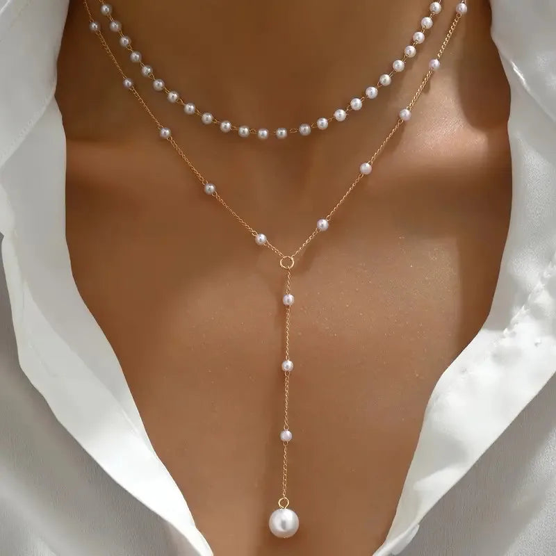 Juana | Collar de Perlas de Doble Vuelta con Colgante