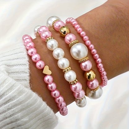 Olivia | Set de Pulseras Corazón y Perlas