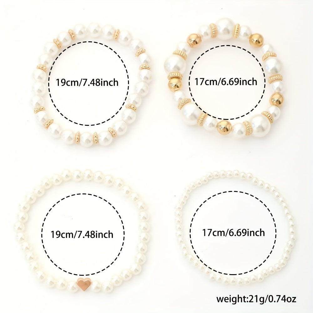 Olivia | Set de Pulseras Corazón y Perlas