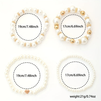Olivia | Set de Pulseras Corazón y Perlas