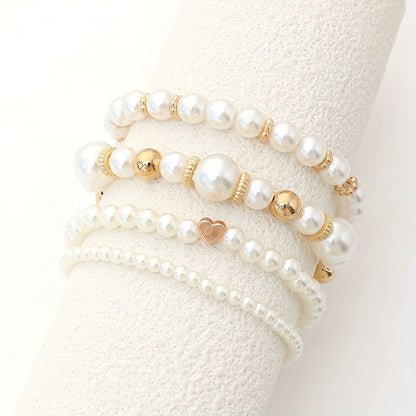 Olivia | Set de Pulseras Corazón y Perlas
