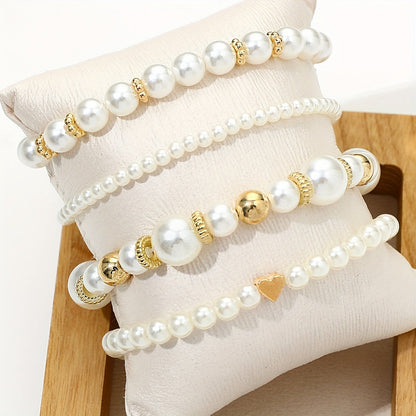Olivia | Set de Pulseras Corazón y Perlas