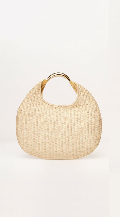 Violeta | Bolso Hobo Efecto Paja con Asa Metálica