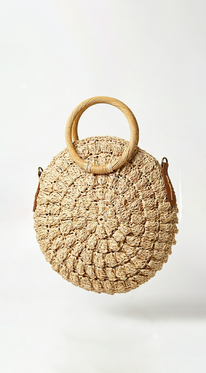 Isabel | Bolso Redondo Efecto Paja Marfil