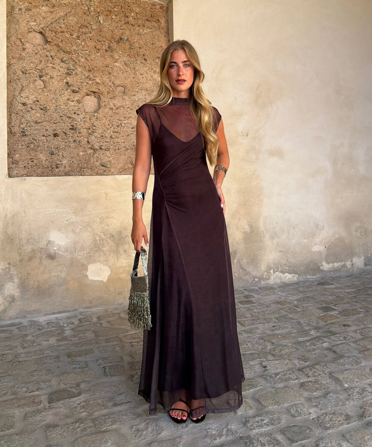 Triana | Vestido Largo de Tul Drapeado