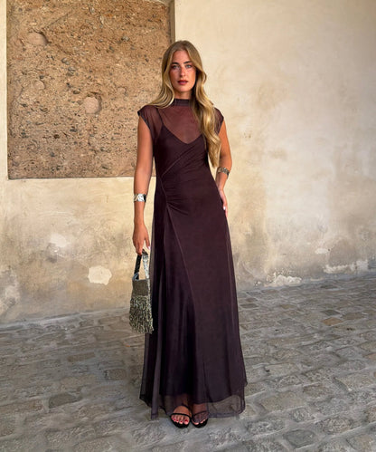 Triana | Vestido Largo de Tul Drapeado