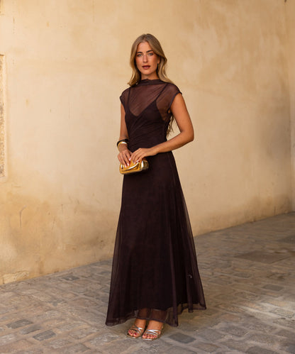 Triana | Vestido Largo de Tul Drapeado