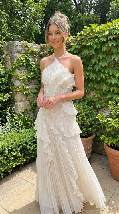 Gabriela | Vestido Plisado Asimétrico Ibiza