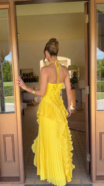 Gabriela | Vestido Plisado Asimétrico Ibiza