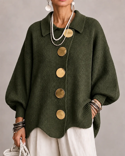Noa | Cárdigan Oversize de Punto con Botones Metálicos