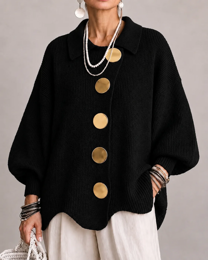 Noa | Cárdigan Oversize de Punto con Botones Metálicos