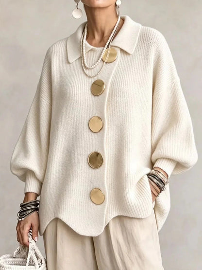 Noa | Cárdigan Oversize de Punto con Botones Metálicos