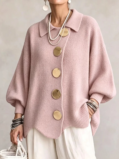 Noa | Cárdigan Oversize de Punto con Botones Metálicos