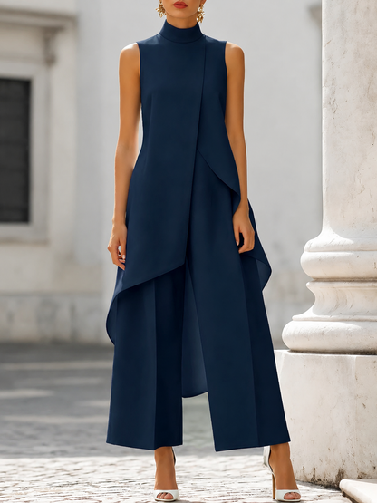 Celeste | Conjunto de Top de Cuello Alto y Pantalón Ancho