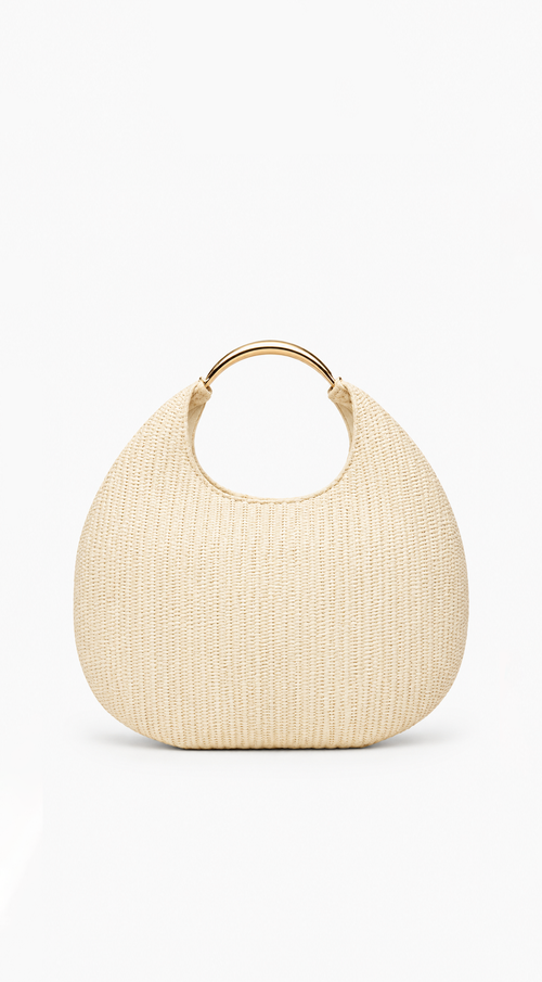 Violeta | Bolso Hobo Efecto Paja con Asa Metálica