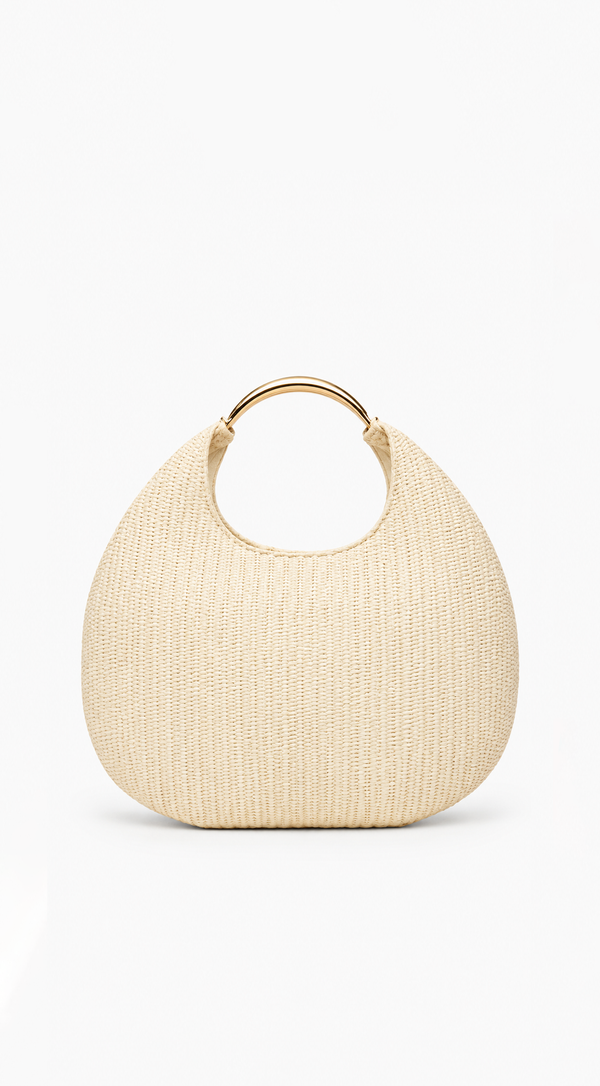 Violeta | Bolso Hobo Efecto Paja con Asa Metálica