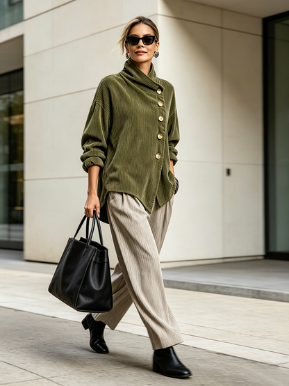 Blanca | Chaqueta Asimétrica de Cuello Alto