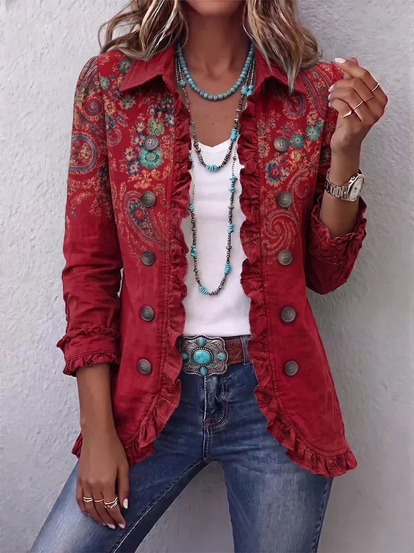Dulce | Chaqueta Estampado Cachemir Rojo