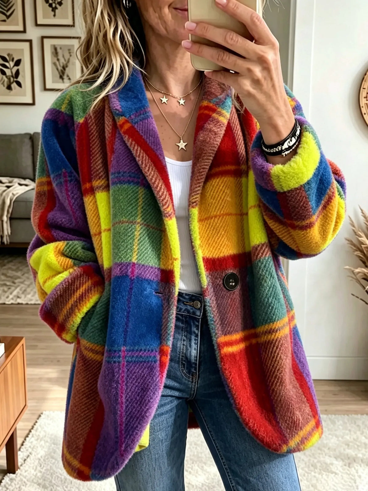 Cecilia | Abrigo de Cuadros Multicolor