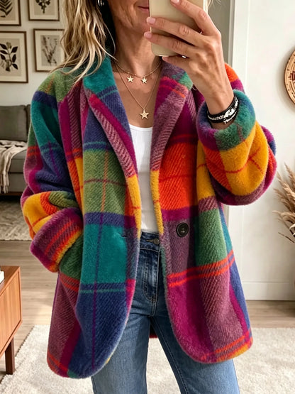 Cecilia | Abrigo de Cuadros Multicolor