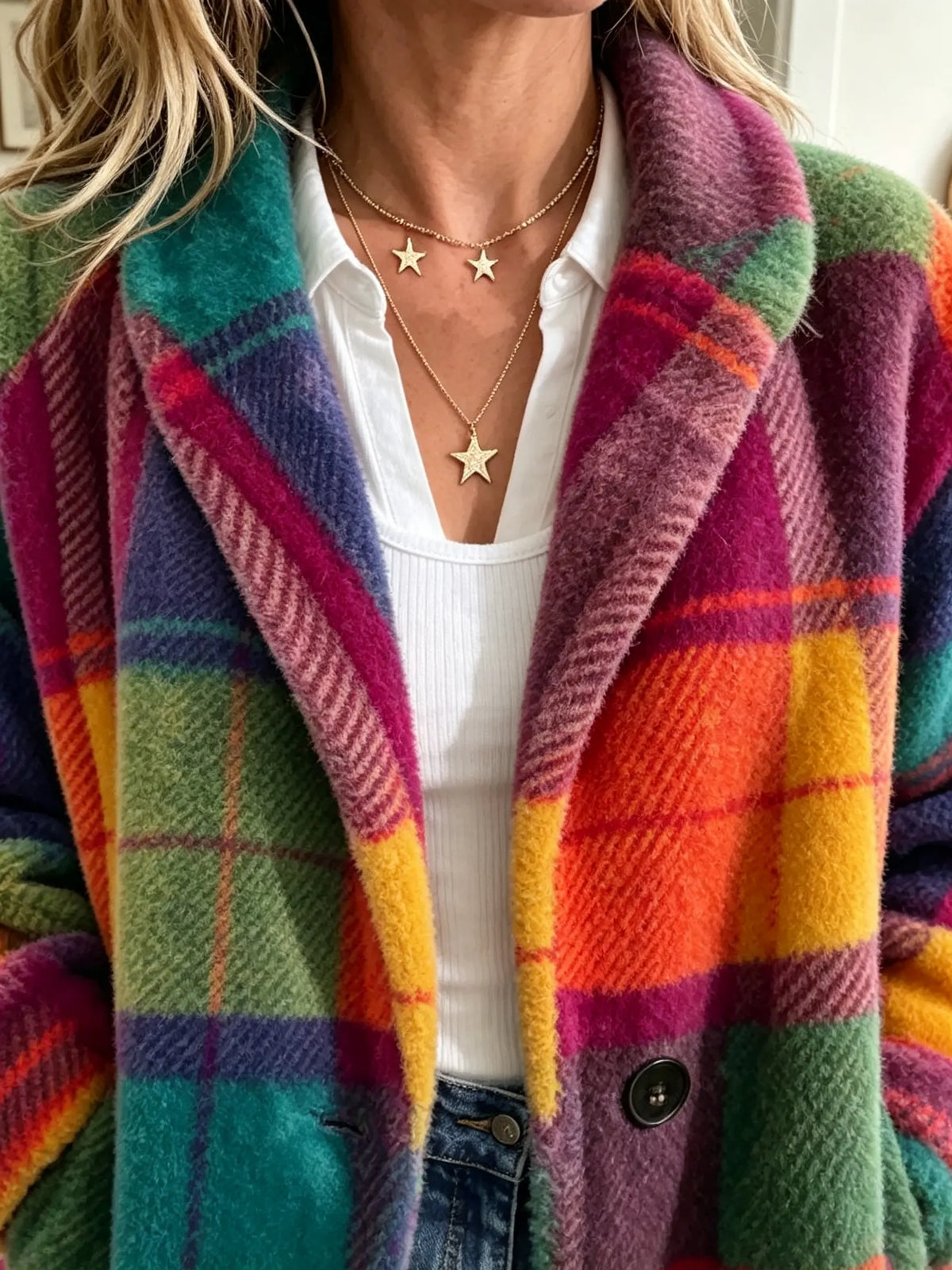Cecilia | Abrigo de Cuadros Multicolor
