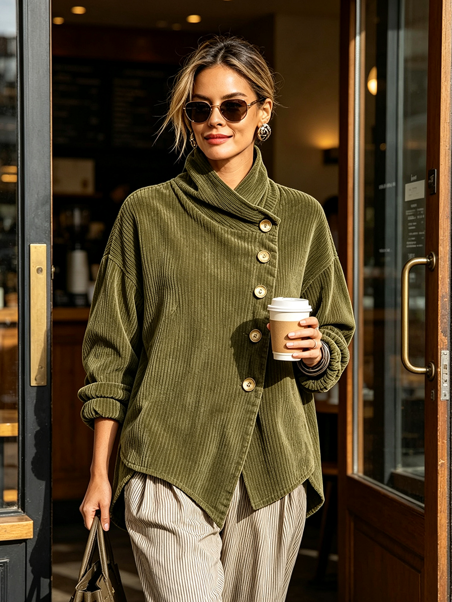 Blanca | Chaqueta Asimétrica de Cuello Alto