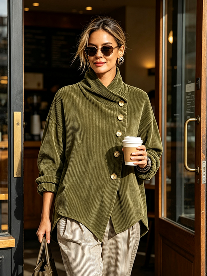 Blanca | Chaqueta Asimétrica de Cuello Alto