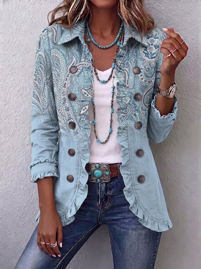Irati | Chaqueta Estampado Cachemir Azul Cielo