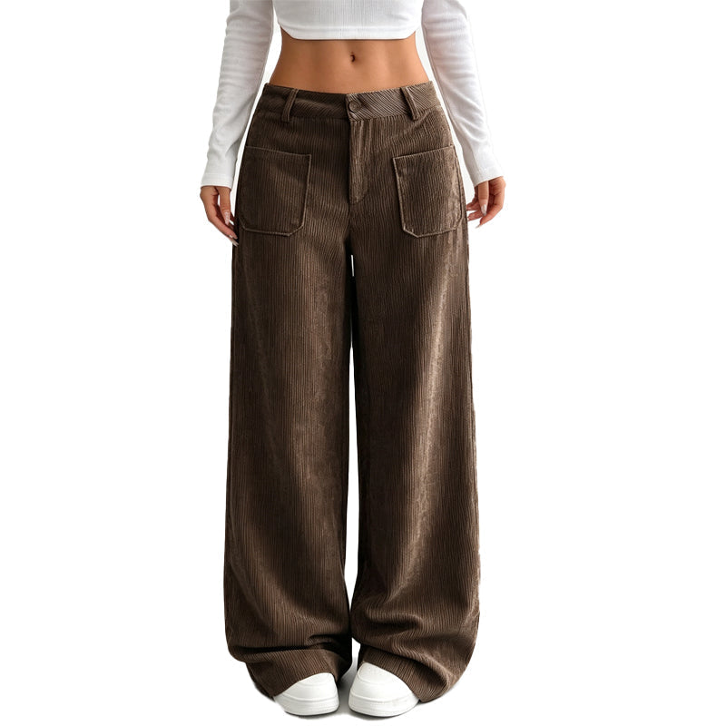 Paz | Pantalón de Pana de Pierna Ancha y Tiro Alto