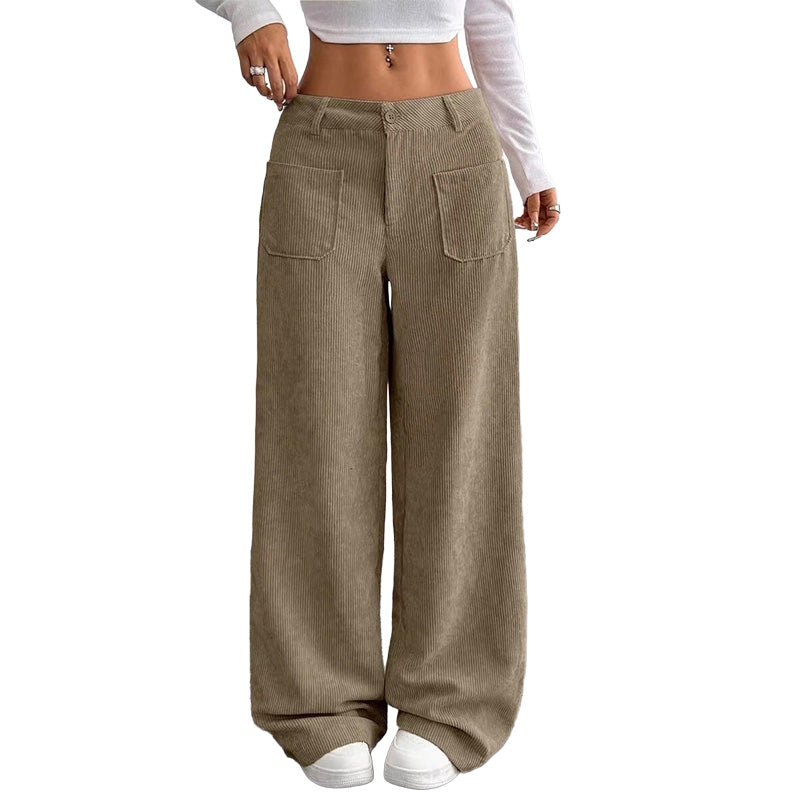 Paz | Pantalón de Pana de Pierna Ancha y Tiro Alto
