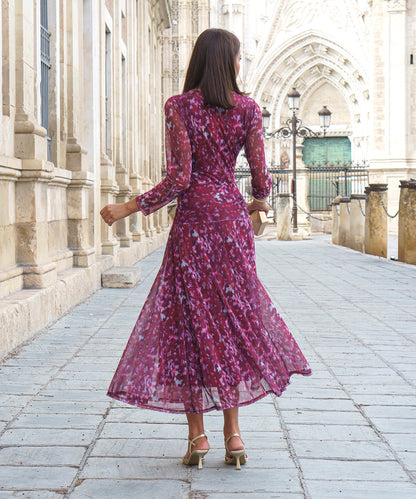 Mencía | Vestido Midi de Tul con Manga Larga